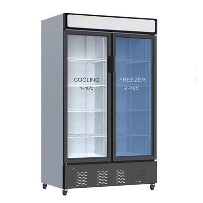 Refrigerador de cristal comercial de doble temperatura 470L combinado del congelador de la puerta
