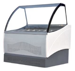vitrina de cristal comercial de Gelato del helado del congelador de la puerta de 12 cacerolas