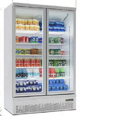 refrigeración por aire del congelador de cristal vertical de la puerta de la puerta 704L 2 para el helado y la comida congelada