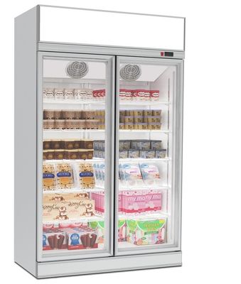 Enchufe montado superior de condensación de la unidad del congelador de cristal vertical de la puerta de 2 puertas en tipo