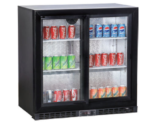 208L refrigerador de cristal de la barra de Undercounter de la puerta del anuncio publicitario 2, barra trasera debajo del refrigerador contrario, puerta deslizante 2