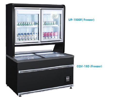 supermercado de cristal combinado comercial de la puerta del congelador de refrigerador de 1200L R290