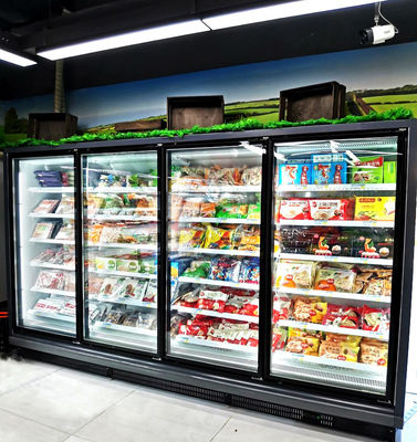 Tipo remoto de cristal comercial vertical 220V de la refrigeración por aire del congelador de la puerta R290