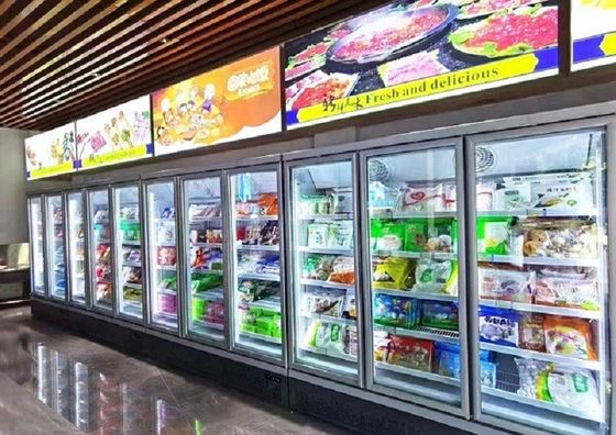 La puerta de cristal 110V/60Hz 220-240V del congelador vertical comercial tapa en el tipo UF2 para el helado