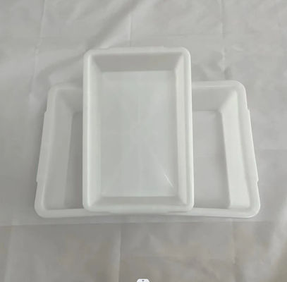 Supermercado de plástico espeso blanco Rectangular de almacenamiento bandeja de hielo de exhibición de alimentos caja de congelación