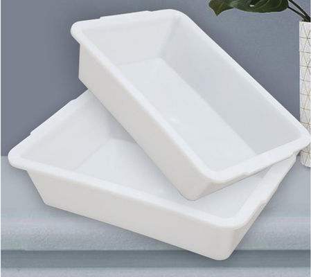 Caja de almacenamiento rectangular de plástico blanco sin tapa