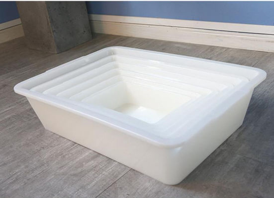 Caja de almacenamiento rectangular de plástico blanco sin tapa