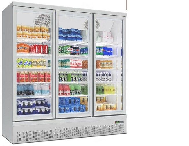 Vidrio vertical 1250L del congelador de 3 puertas para el helado y la comida congelada