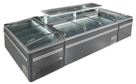 Congelador superior de cristal R404a R290 490L 610L de la isla de la puerta de cristal de desplazamiento del supermercado