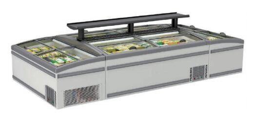 Enfriamiento estático superior de cristal del congelador 500L-1000L de la isla del supermercado