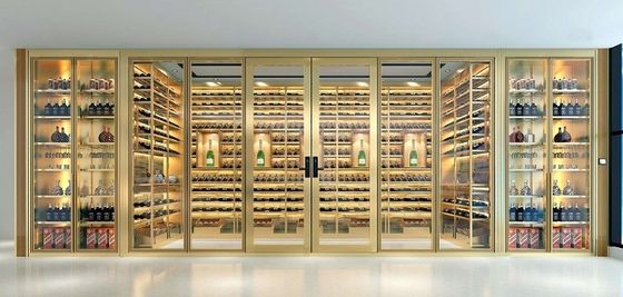 Puertas de cristal modernas inoxidables de la bodega del marco de acero