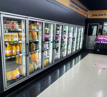 Paseo comercial medio de la baja temperatura en un congelador más fresco con las puertas de cristal 3/4/5/6/7/8/9/10 puerta